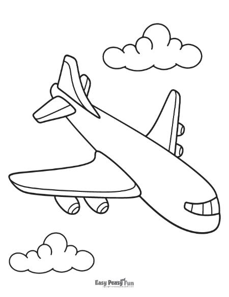 Easy plane coloring page.