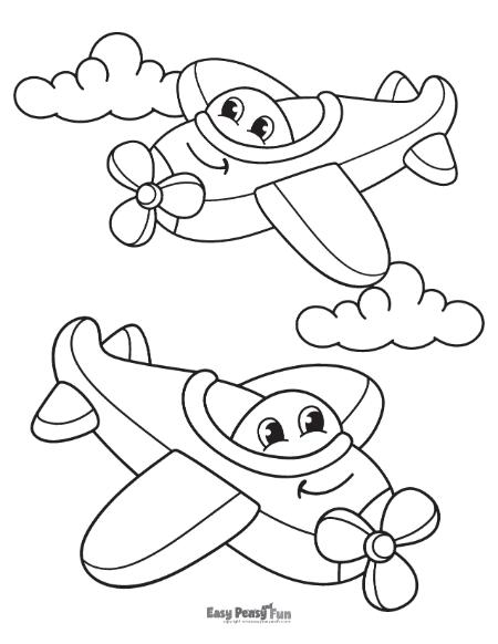 Two cute easy-to-color airplanes.