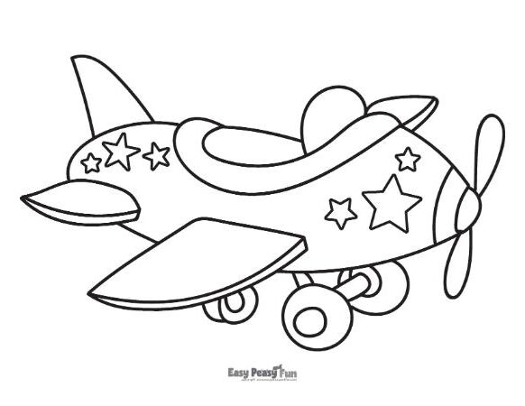 Easy plane with star motives to color.