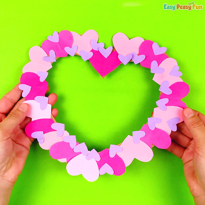 DIY Paper Heart Wreath Idea