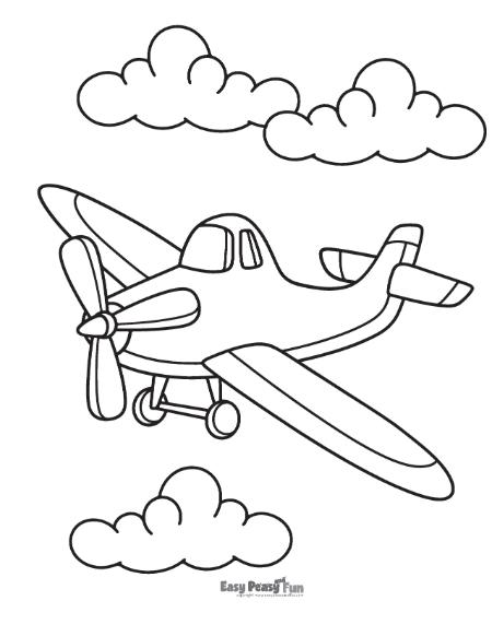 Illustration of a plane among clouds.