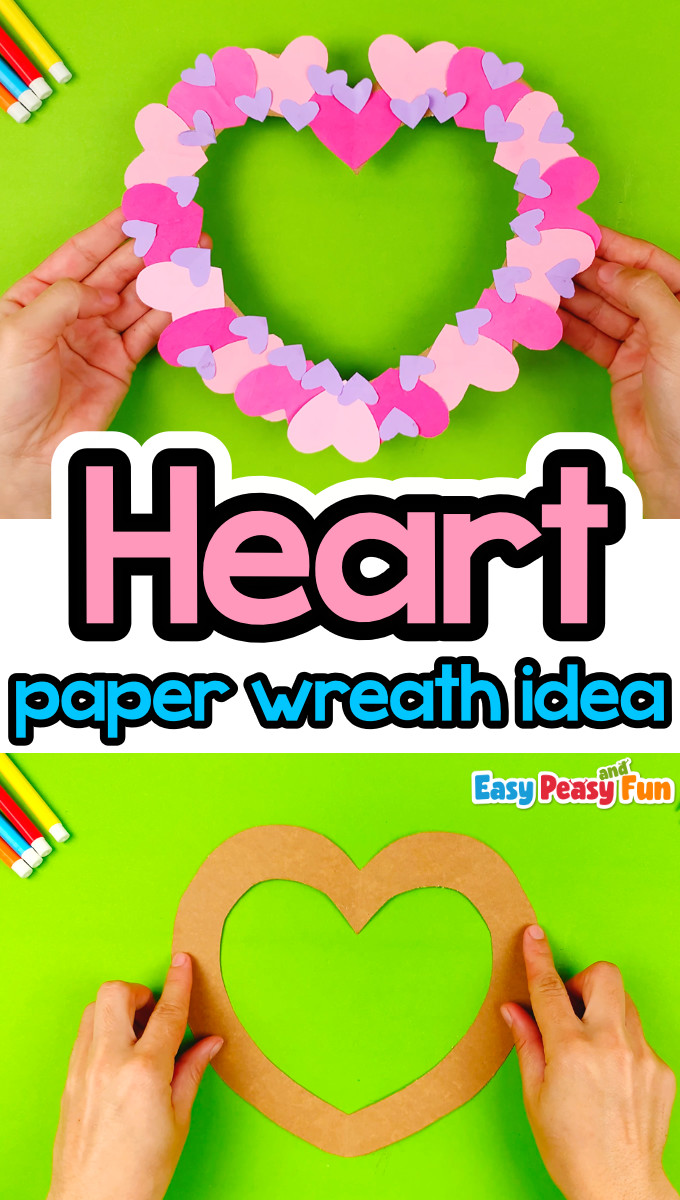 Easy Paper Heart Wreath Idea