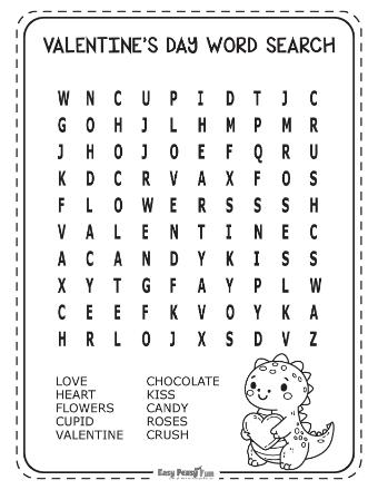Easy Valentine's Day Word Search Puzzle for Kids 3