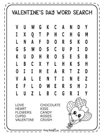 Easy Valentine's Day Wordsearch Puzzle 4