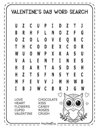 Easy V-Day Word Search Puzzle 6