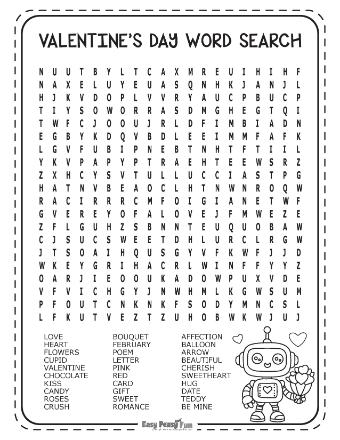 Hard Valentines wordsearch puzzle 5