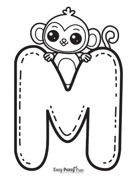 M is for monkey coloring sheet