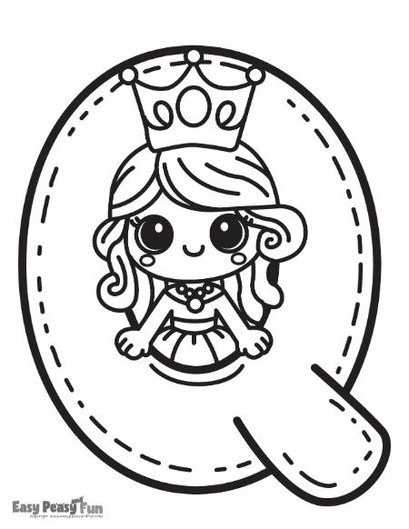 Letter Q coloring page - Q is for Queen