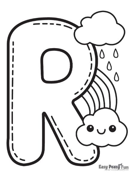 Letter R printable coloring page