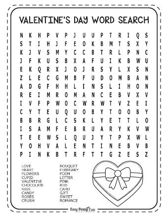 Medium word search word puzzle for V-Day 2