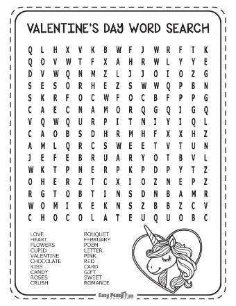 Medium word search puzzle for V-Day 3
