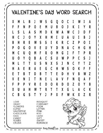 Medium wordsearch word puzzle for Valentine's Day 4