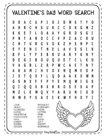 Medium word search puzzle for Valentine's Day 5