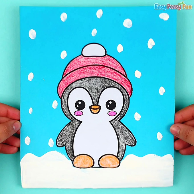 Paper Penguin in the Snow Craft