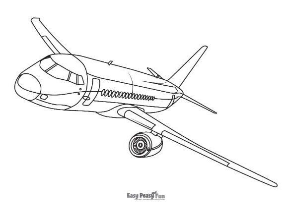 Realistic airplane coloring page.
