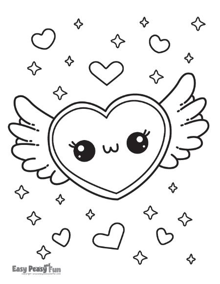 Adobrable heart with wings coloring sheet