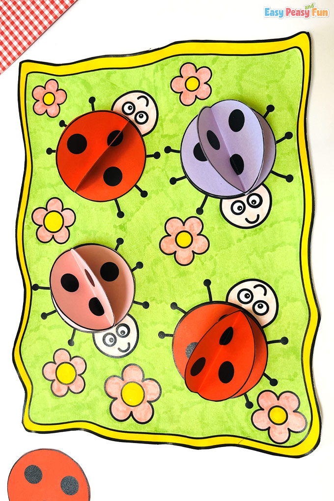 3D Paper Ladybug Spring Craft