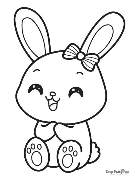 Happy bunny coloring page.