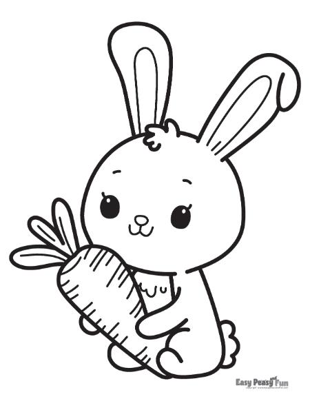 Carrot and bunny coloring page.