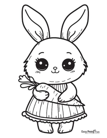 Cute bunny with a carrot image to color.