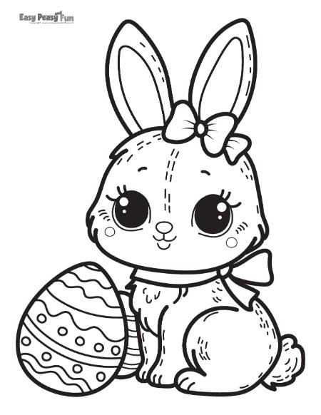 Easter eggs and Easter bunny illustration to color.