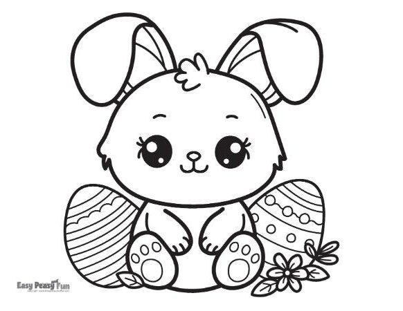 Cute bunny and Easter eggs for coloring.