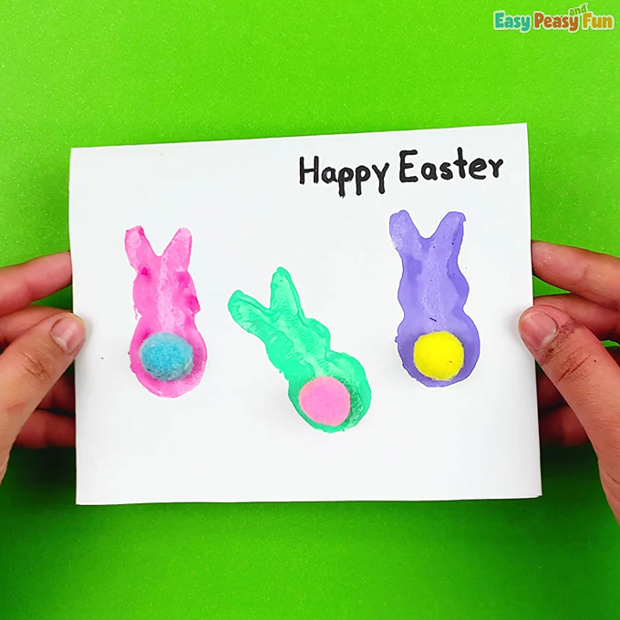 Potato Stamping Easter Bunny Card