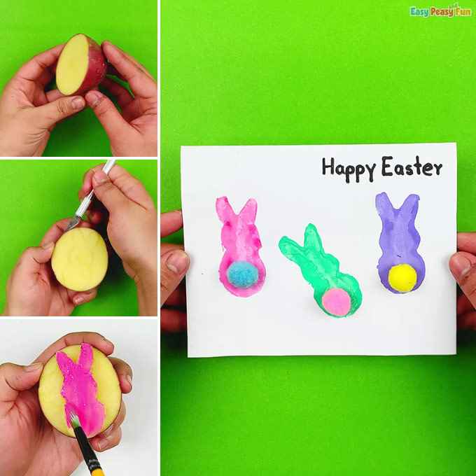 Potato Stamping Easter Card Idea