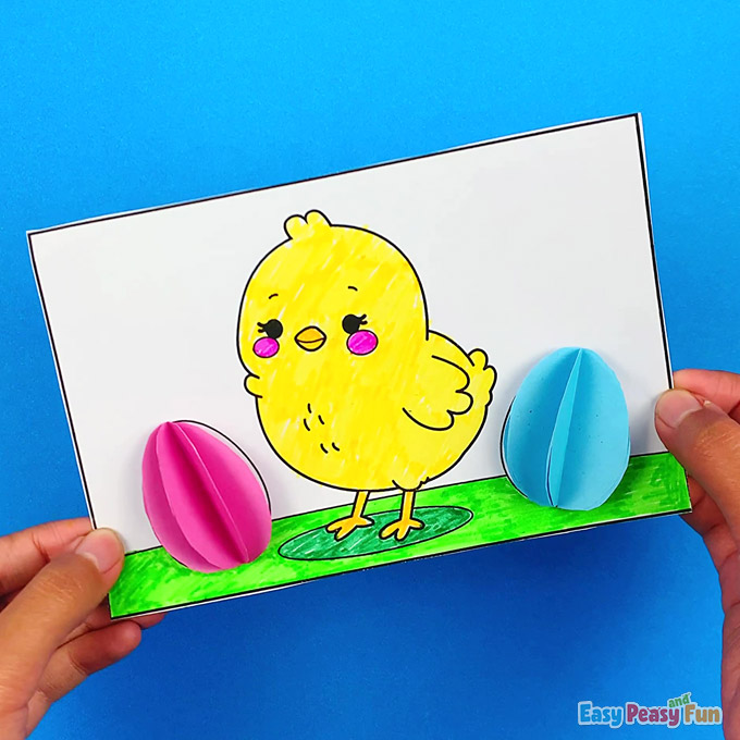 3D Chick Easter Coloring Page