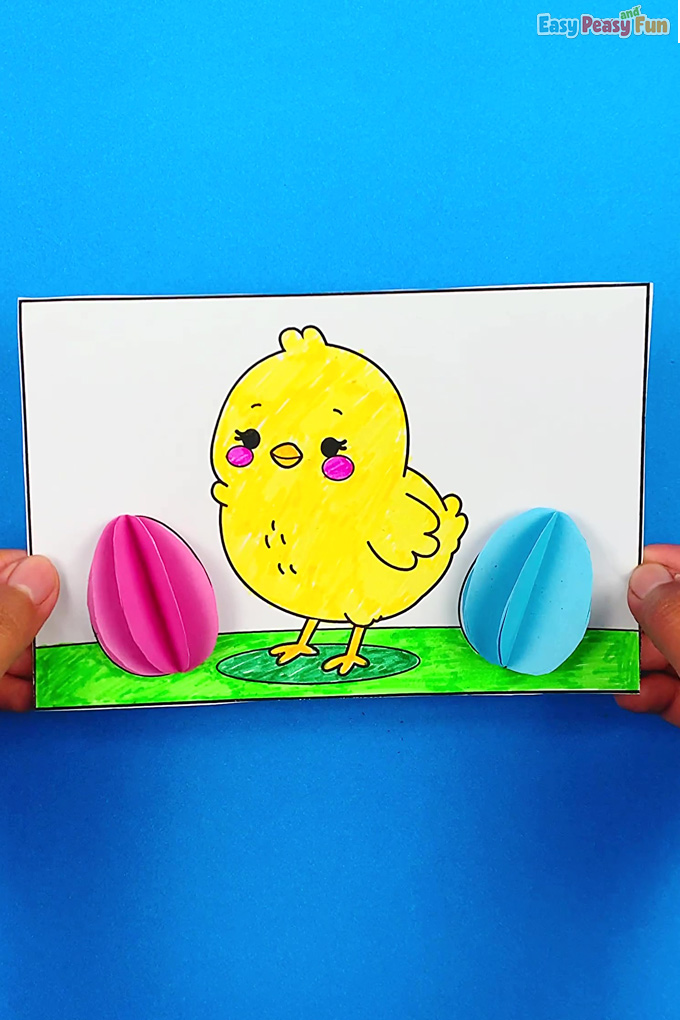3D Easter Chick Coloring Sheet