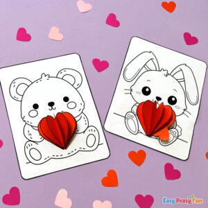 3D Hearts Animal Cards