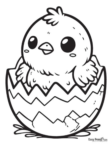 Happily hatched baby chick image to color.