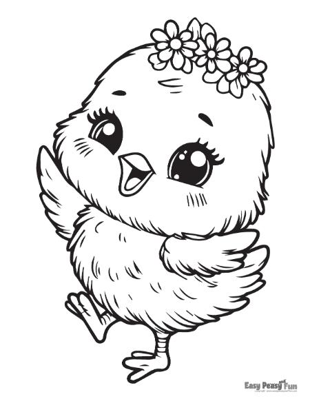 Dancing baby chick coloring page.