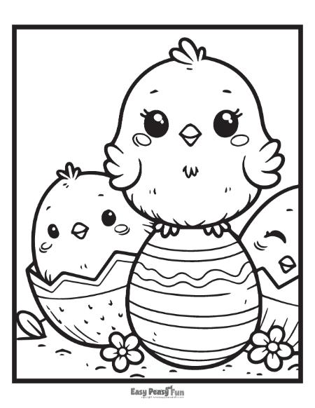 Cute chick illustration for Easter coloring.