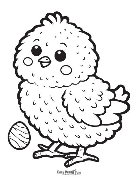 Adorable baby chick and an egg for coloring.