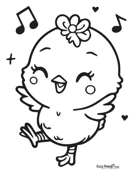 Dancing baby chick image for coloring.