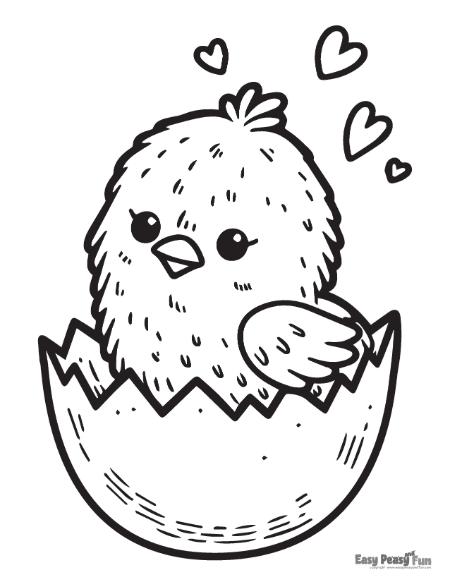 Cute hatching chick coloring page.