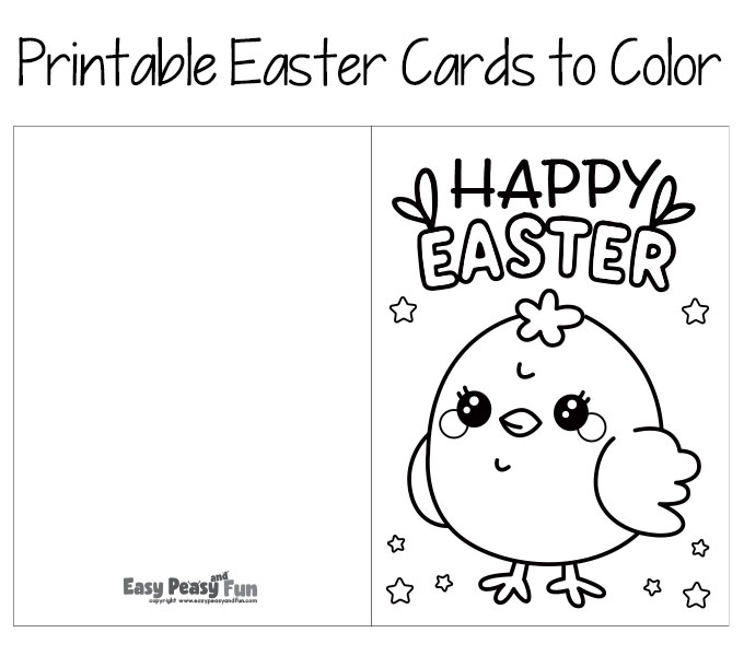 Happy Easter card to color