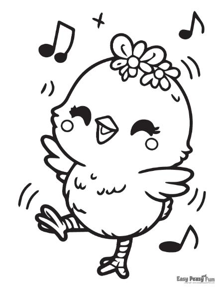 Dancing chick to color.