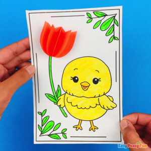 Tulip and Easter Chick 3D Coloring Page