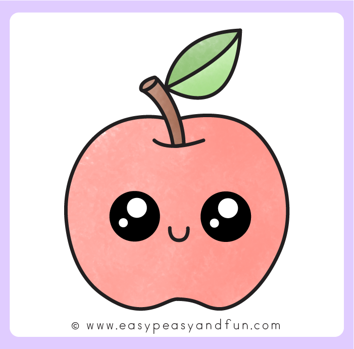 Step 8 - The finished colored apple drawing