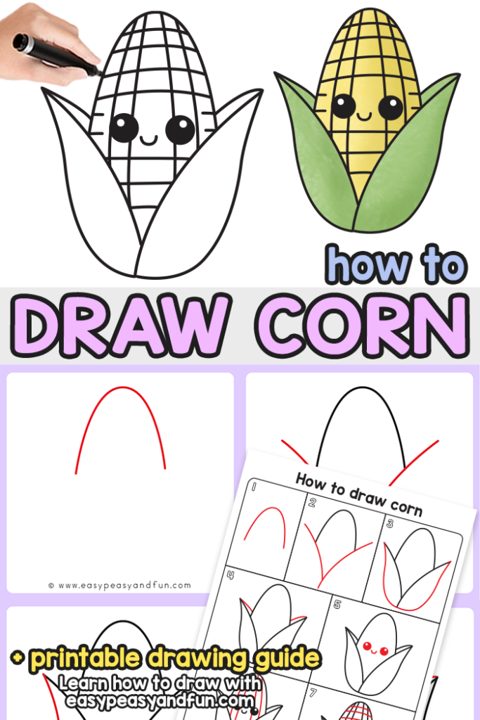 How to Draw Corn Step by Step Tutorial