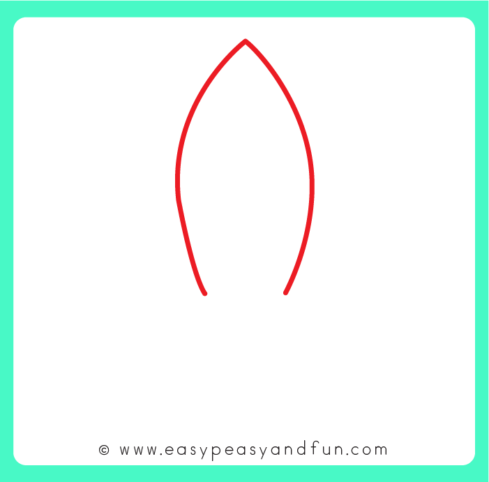 A simple outline of a pointed rocket body shape on a white background.