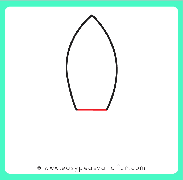 Drawing a horizontal line to close the bottom of a rocket ship fuselage.
