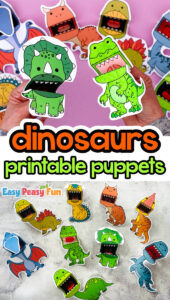 Printable Dinosaur Puppets (PDF Template) - Easy Peasy and Fun
