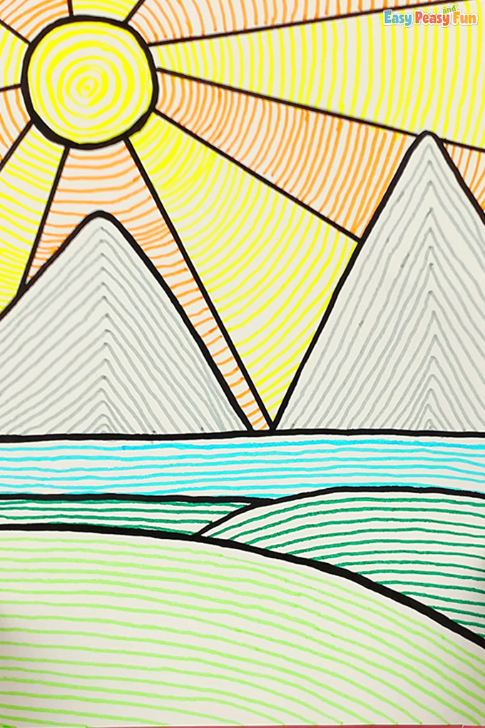 Landscape Outline Drawing Easy
