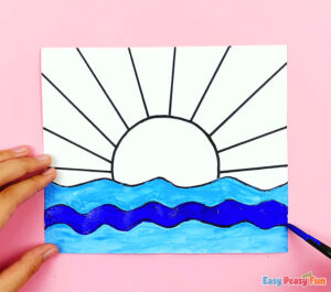Sea Sunset Art Lesson With Warm and Cool Colors - Easy Peasy and Fun