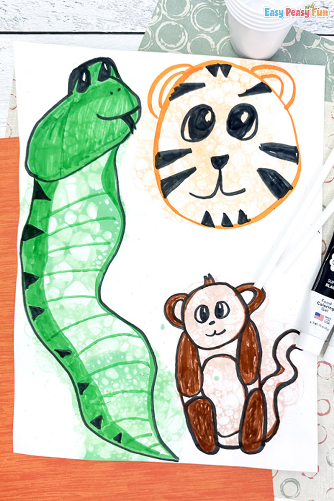Animal Straw Painting Art for Kids
