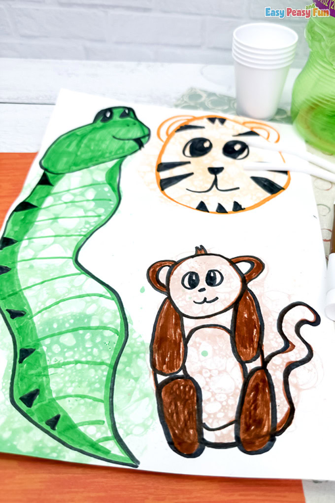 Animals Straw Painting Art Idea