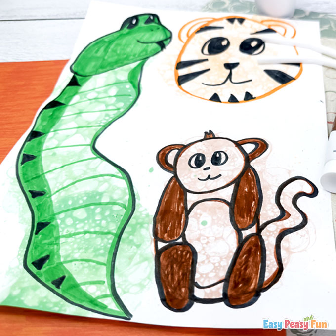 Animals Straw Painting Art for Kids